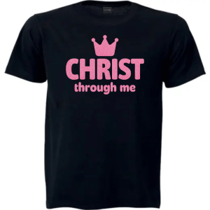 Christian T Shirt Kids | Scripture T Shirt | Faith Based Clothing | Christian Apparel | Christ through me (Glitter)